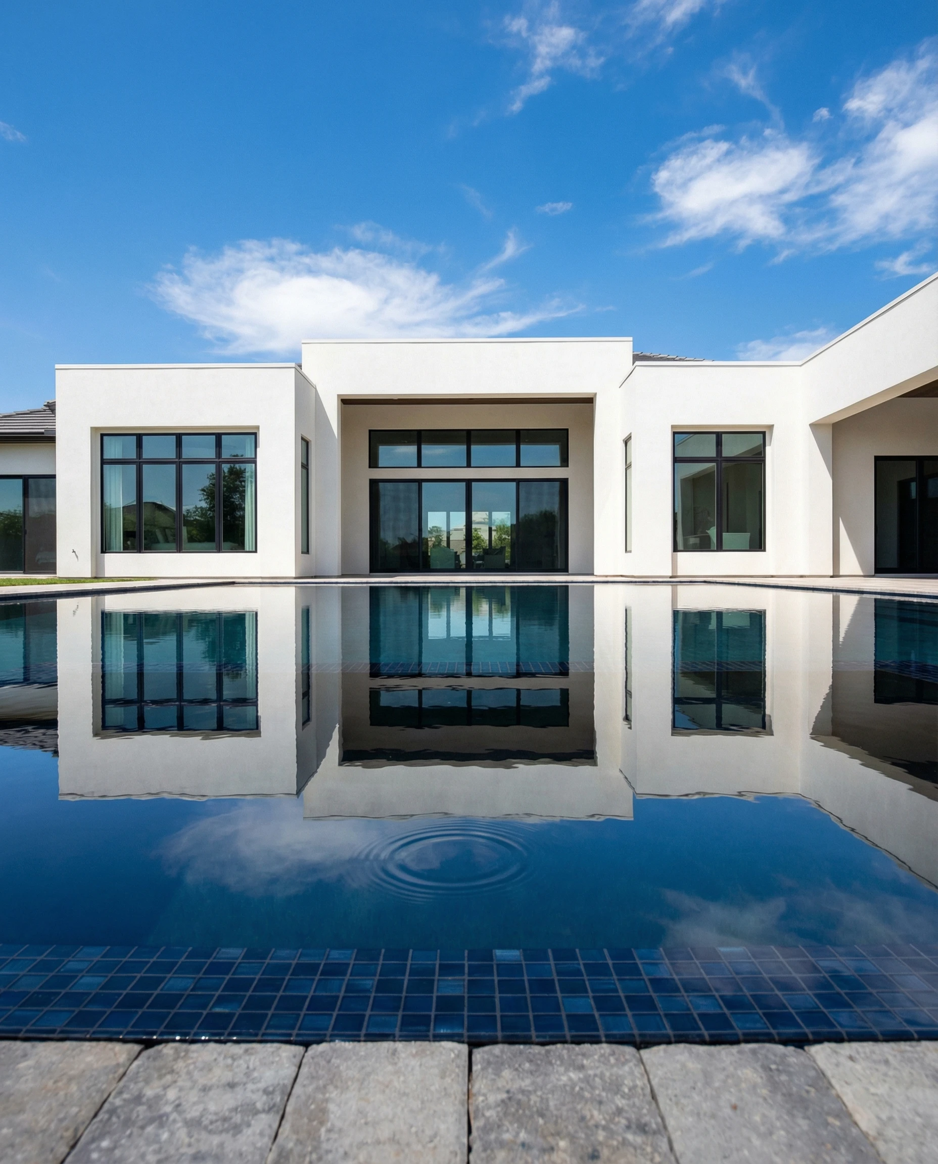 Resort-style pool and screened lanai with outdoor living space in Custom Residences luxury custom home at Naples, FL by XL Homes custom home builder