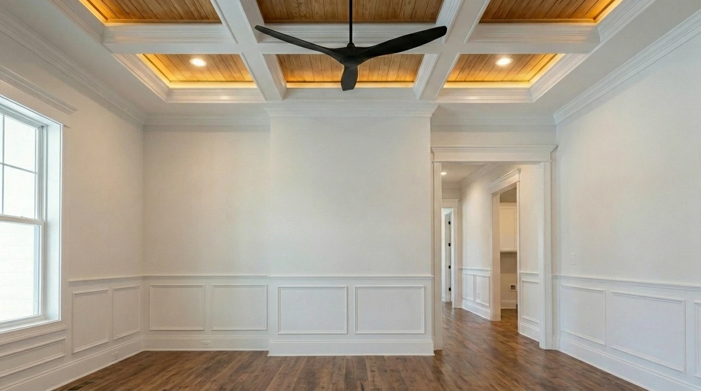 Executive home office with built-in shelving and desk in Remodeling Projects high-end remodeling home at Naples, FL by XL Homes custom home builder