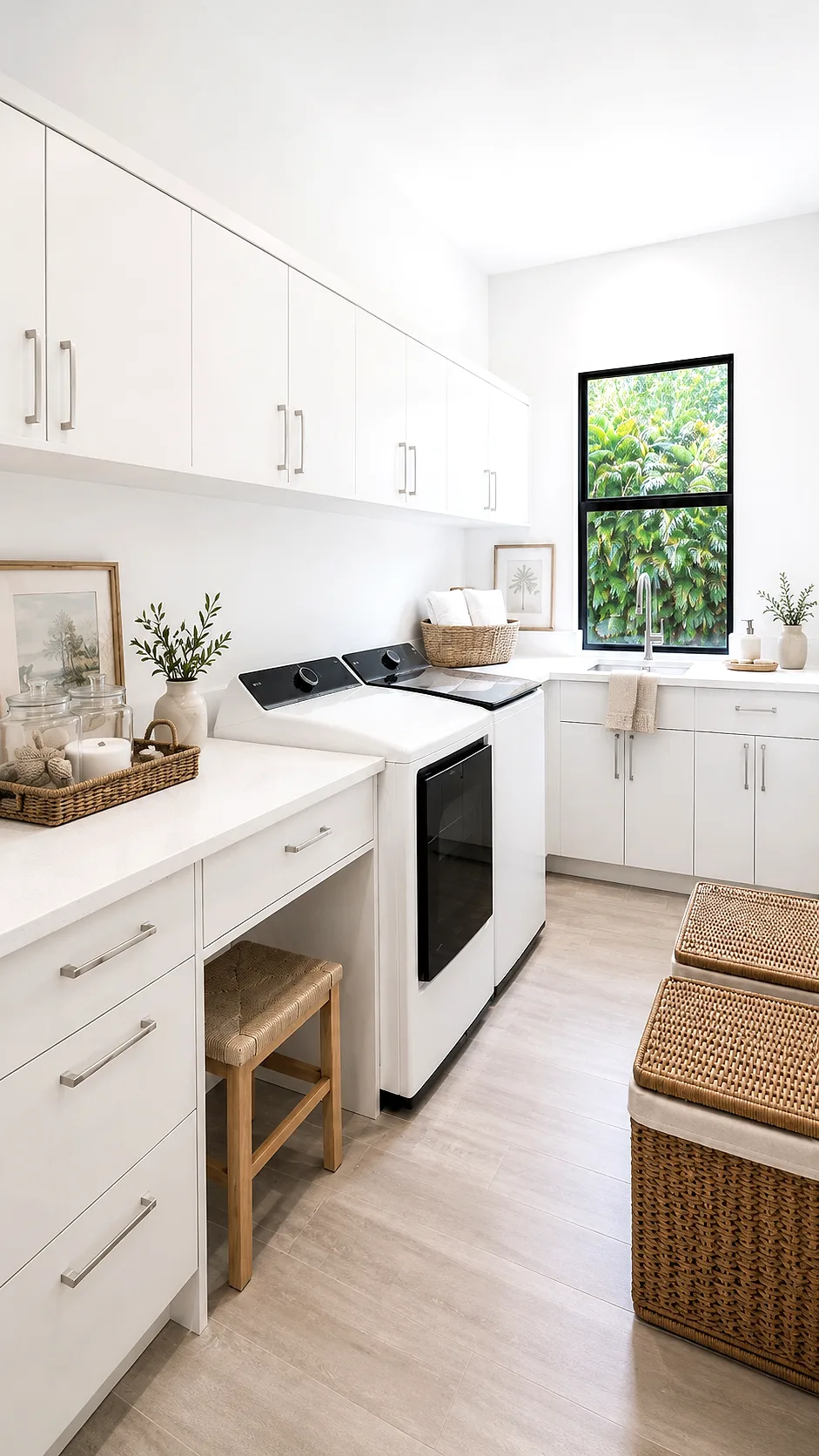 Premium laundry room with quartz countertops and cabinetry in Remodeling Projects high-end remodeling home at Naples, FL by XL Homes custom home builder