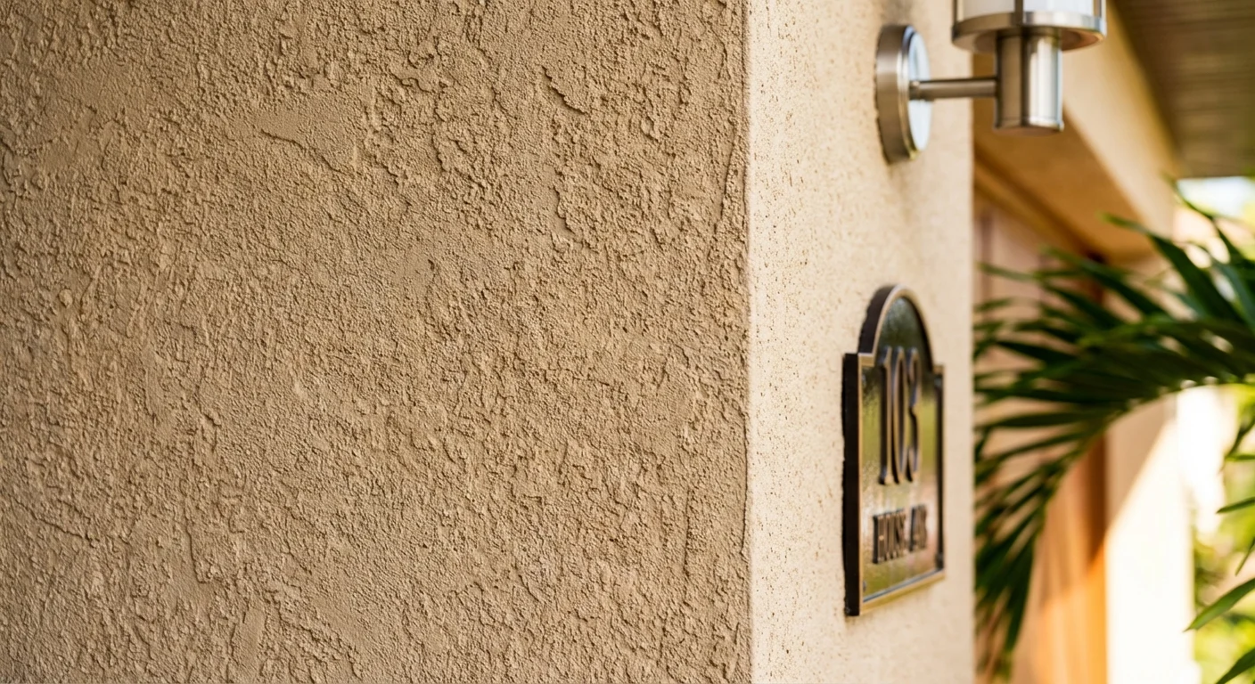 Golden hour view of a Naples luxury home showcasing precise tile and stone alignment with Mediterranean stucco exterior