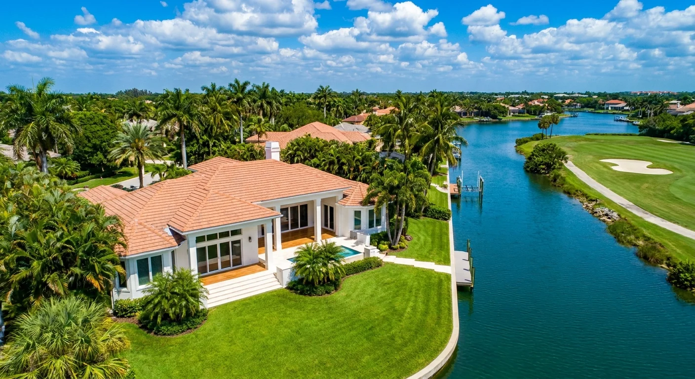 Elegant Mediterranean-style luxury home exterior at golden hour showcasing Southwest Florida remodel design trends